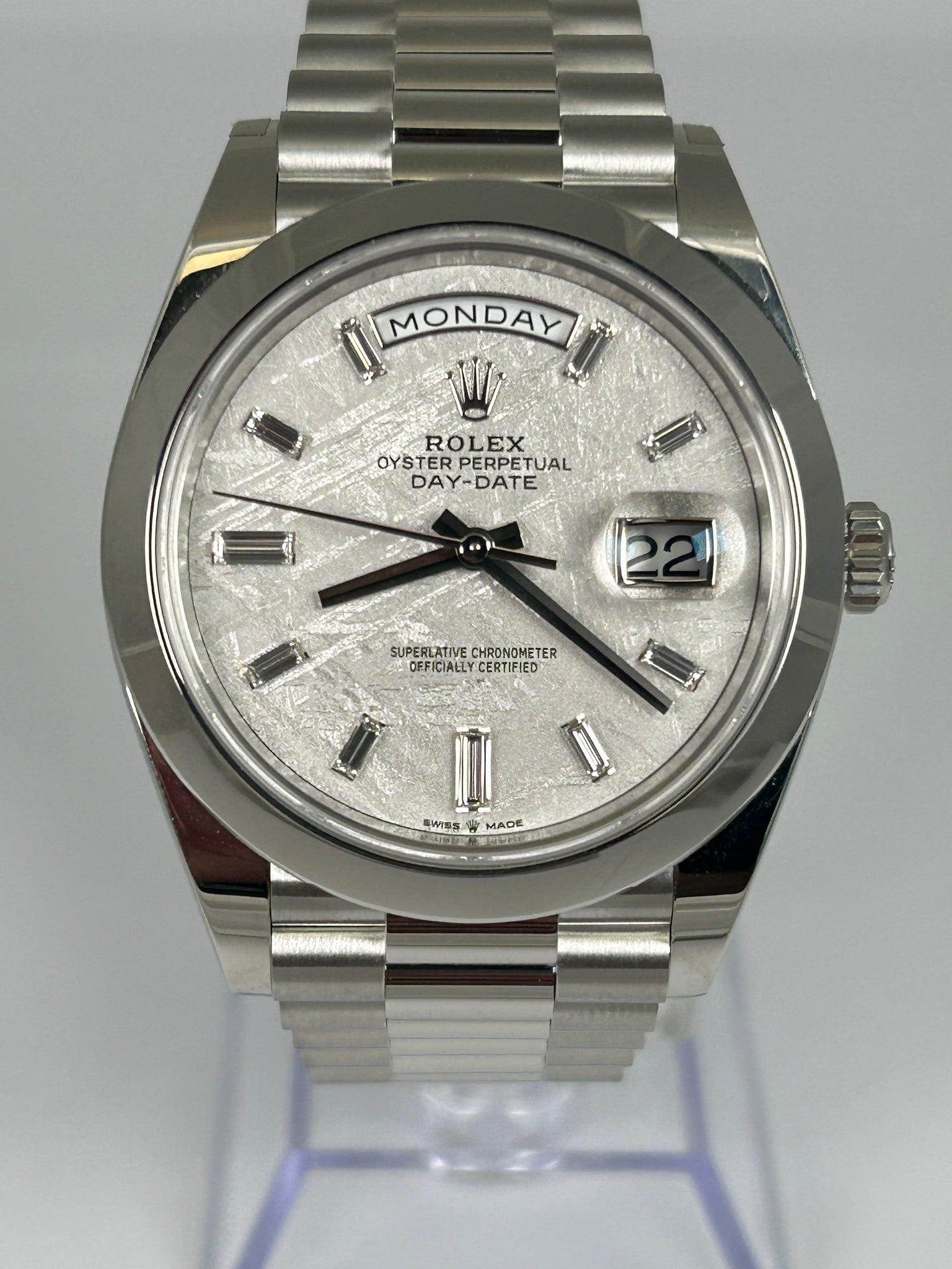 ROLEX DAY-DATE 40 ICE BLUE ROMAN DIAL PLATINUM DISCONTINUED 228206