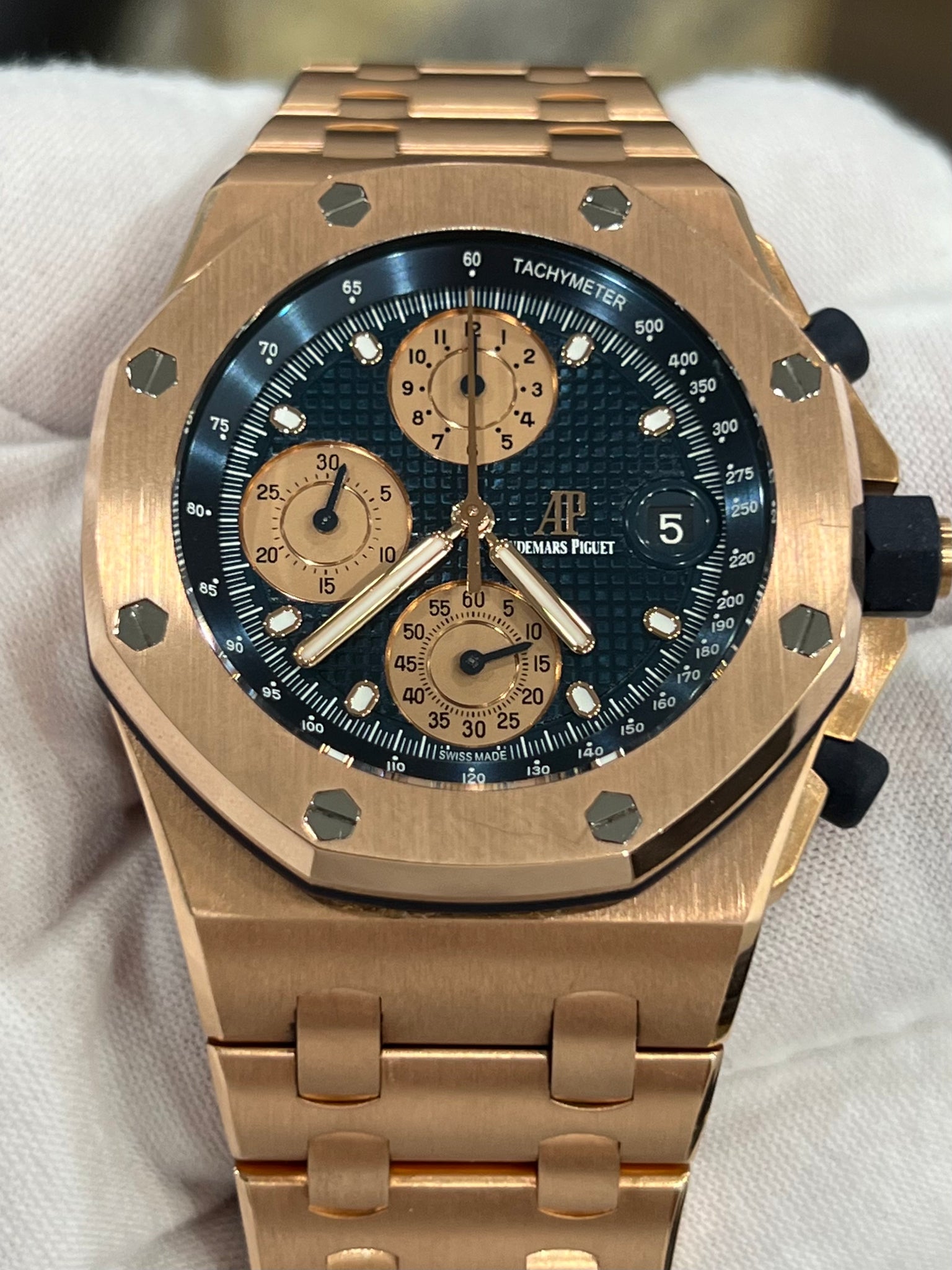 AUDEMARS PIGUET ROYAL OAK OFFSHORE BRICK BLUE DIAL 26238OR