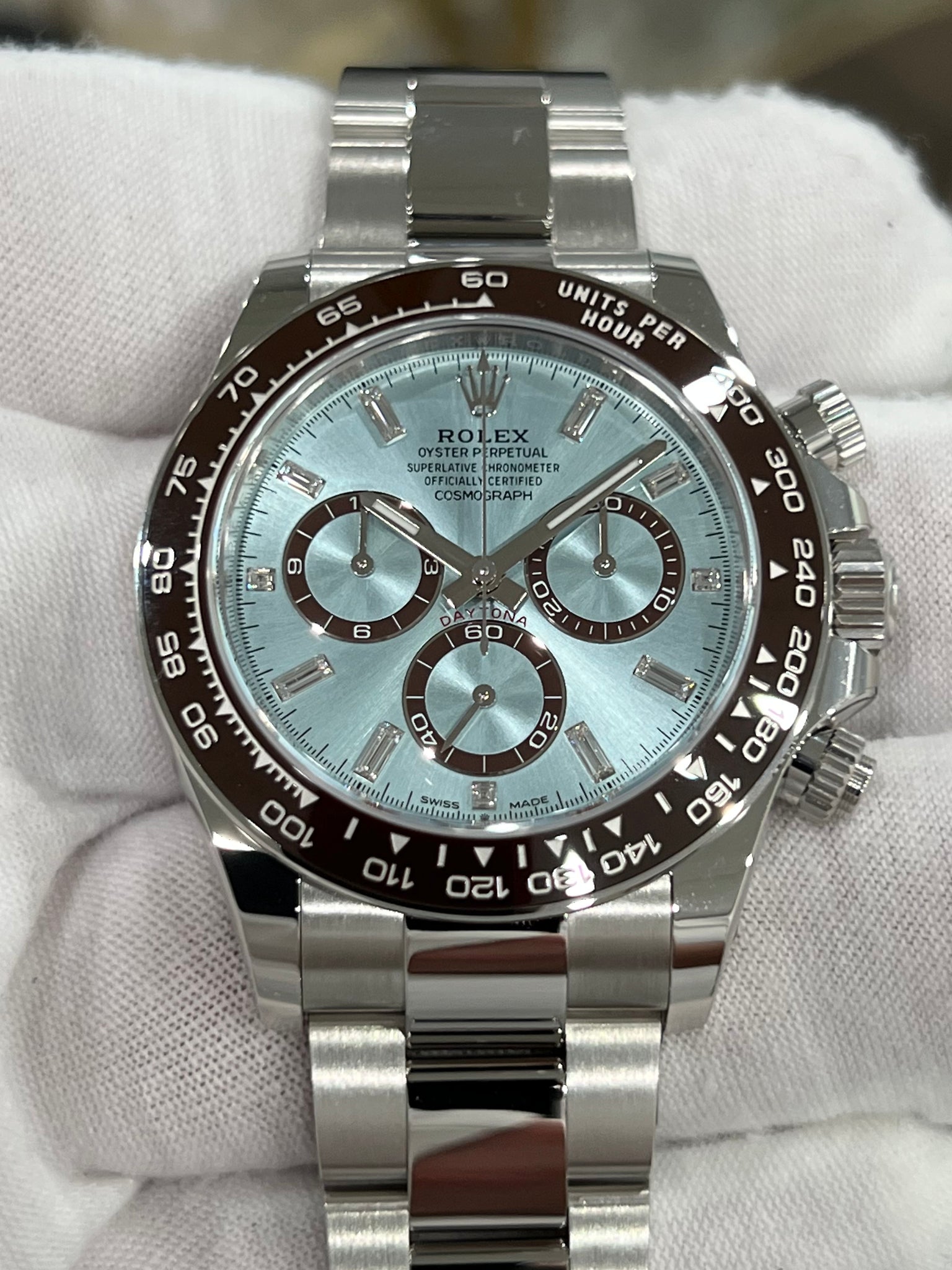 ROLEX DAYTONA PLATINUM BAGUETTE ICE BLUE 126506